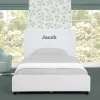 Personalized Upholstered Twin Bed with Headboard
