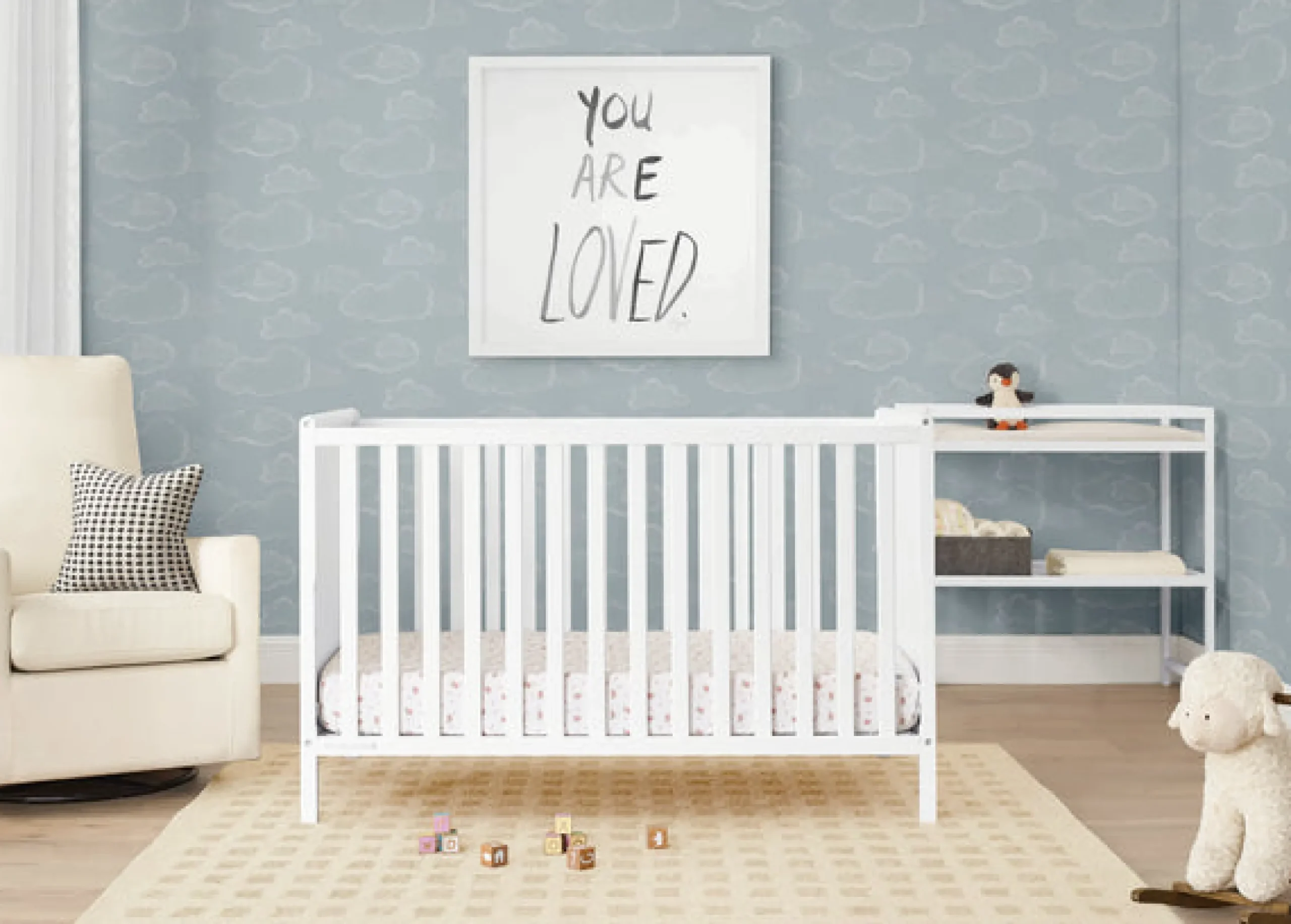 Ruby 6-in-1 Convertible Crib & Changing Table 2-Piece Set