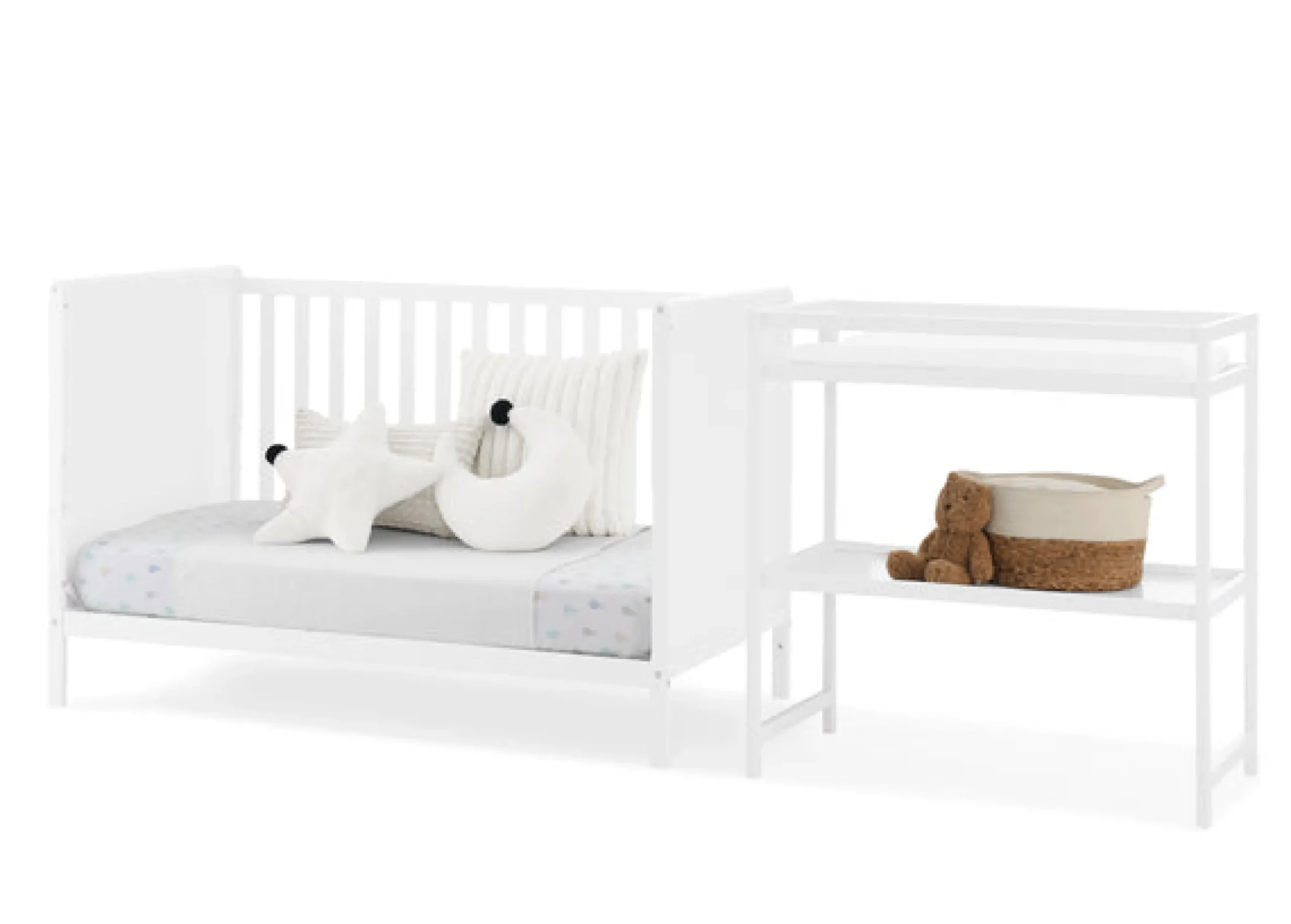 Ruby 6-in-1 Convertible Crib & Changing Table 2-Piece Set
