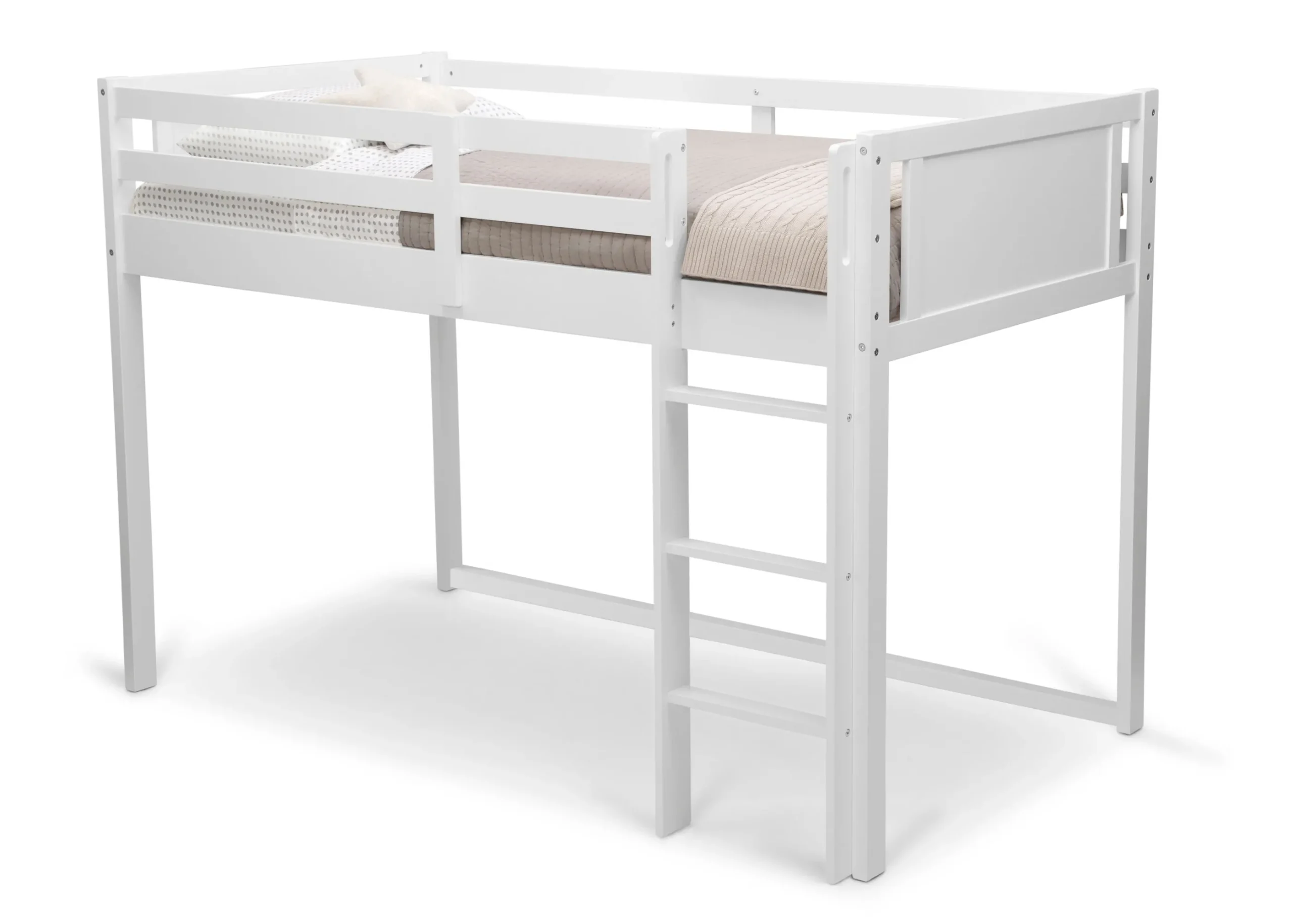 Twin Loft Bed with Guardrail and Ladder